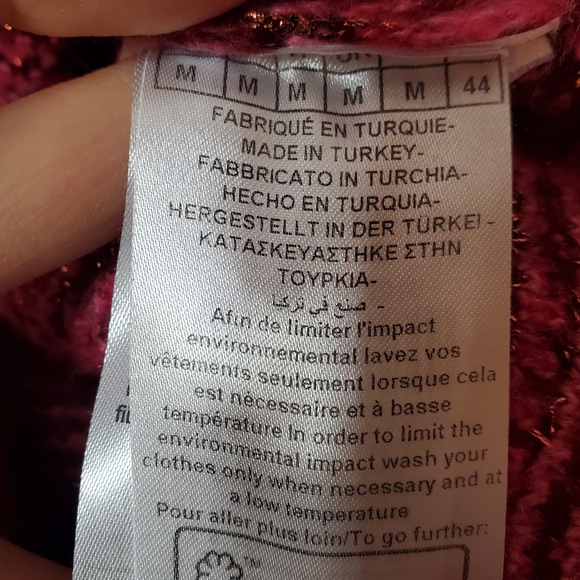 NAF NAF Paris Women's Pink, Burgundy. Metallic Touch. Knit Sweater. Size M. - Picture 6 of 10